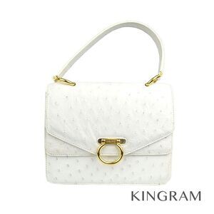 Celine Double Flap White Gold Ostrich Handbag